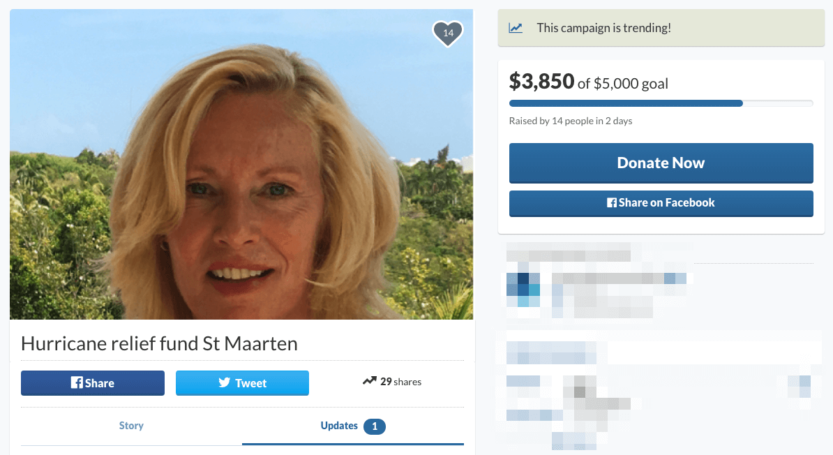 gofund.me update for St Maarten 